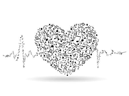 A beautiful valentine card with musical heart shape and heart beats on white isolated background for Valentines Day and other occasions. A beautiful valentine card with musical heart shape and heart beats on white isolated background for Valentines Day and other occasions.