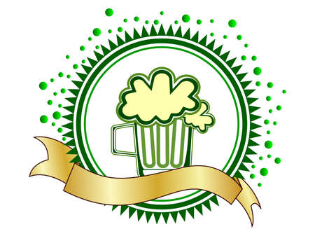 A beautiful batch with beer mug and a ribbon. vectorのイラスト素材