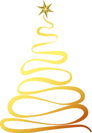 Creative Christmas Tree with Golden Star Element.のイラスト素材