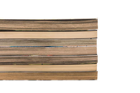 Many books stacked on a white backgroundの写真素材