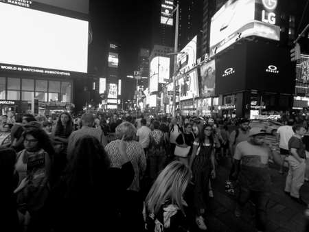 Bright lights and crowds near times squareのeditorial素材