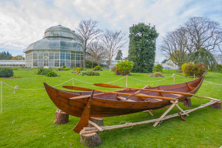 Dublin, Ireland - Apr 19: Great Palm House - Greenhouse in The National Botanic Garden in Glasnevin,...