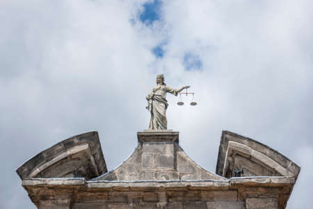 Justice woman statue at Dublin Castle in Dublin, Irelandのeditorial素材