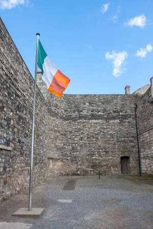Flag of Ireland in Kilmainham prison where prisoners were executed. Dublin, Irelandの写真素材