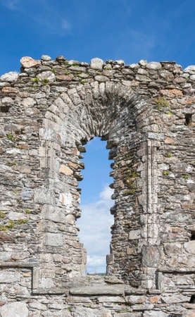 The Old Window in The Cathedral in Glendalough, wicklow mountains, Irelandの写真素材