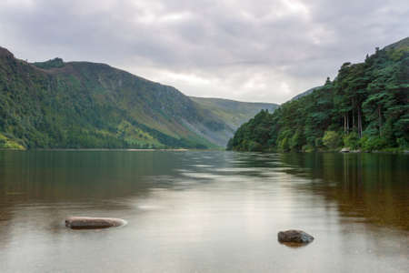 Landscape in lake of Glendalough in wicklow mountain, Irelandの写真素材