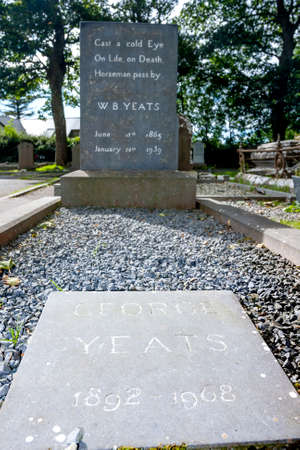 William Butler and George Yeats tomb in Drumcliff, Co. Slico, Irelandのeditorial素材
