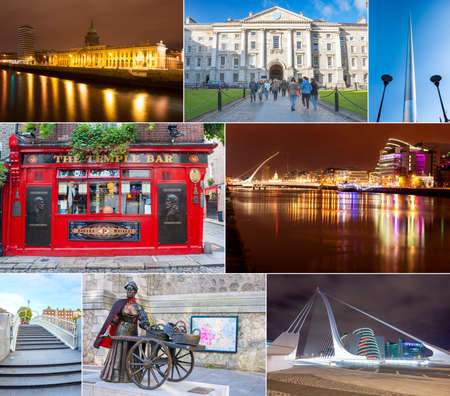Dublin, Ireland - Oct 25, 2014: Collage of different landmarks in Dublin, Ireland on October 25, 2014のeditorial素材