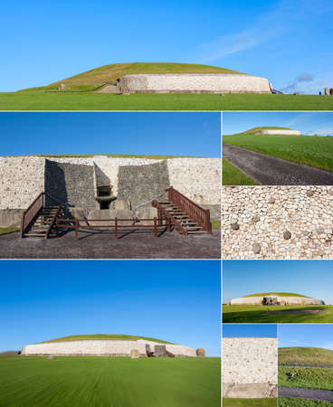 Drogeda, Ireland - Jan 04, 2014: Collage of Newgrange. This building is UNESCO World heritage site.Newgrange is over 5000 years old and its the most famous of Irish prehistoric sites, in Drogeda, Co. Meath, Ireland on January 04, 2014のeditorial素材