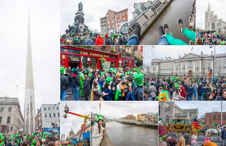 DUBLIN, IRELAND - MARCH 17: Collage Saint Patrick's Day parade in Dublin Ireland on March 17, 2014:...
