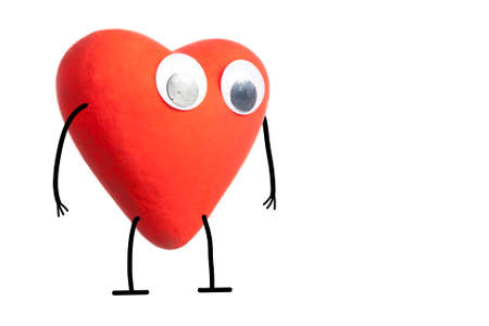 Red heart character isolated on white backgroundの写真素材