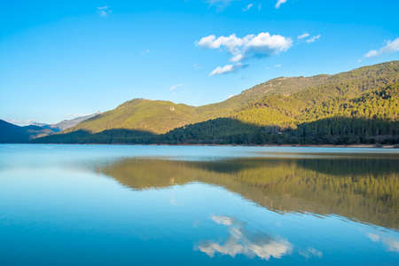 Beautiful lake of Tranco in Cazorla, Jaen, Spainの写真素材