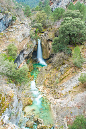 Waterfall at Borosa river in Cazorla, Jaen, Spainの写真素材