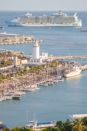 Malaga, Spain - April, 29: Allure of the Seas at the malaga harbor as first stop in europe in Malaga, Spain on April 29, 2015. The largest cruise ship in the worldのeditorial素材