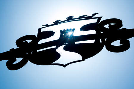 signal with the shield of the town of Mijasの写真素材