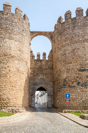 Castle entrance in a sunny day in Serpa, Portugal