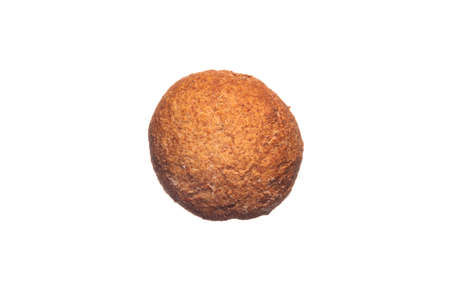 From above of small fresh homemade bread isolated on white background