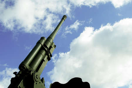Anti-aircraft canon clear sky background viewの写真素材