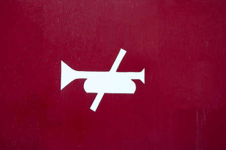 White sign "no signal" on a red horizontal backgroundの写真素材