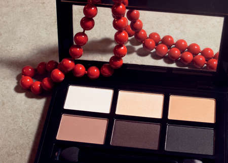 Matte eyeshadow cosmetic set "Nude" in brown tones  for sculptingの写真素材