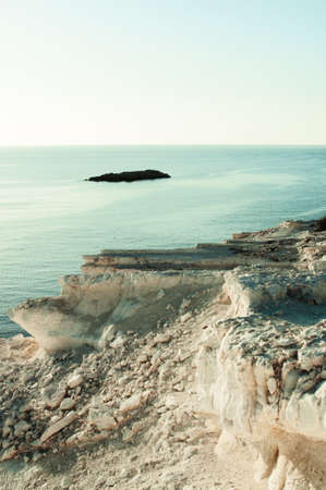 White sandstone mountains on the Mediterranean sea seascapeの写真素材