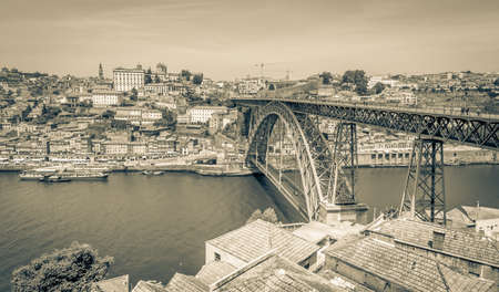 Porto cityscape. Bridge of Luis I over the river Douro.の写真素材