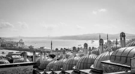 City scape. View from Suleymaniye mosque(otherwise known as the Magnificent Mosque) to Bosphorus, Istanbul, Turkey.のeditorial素材