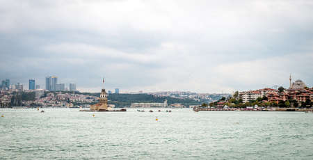 Istanbul, Turkey - October 1, 2015 : View from Bosphorus to the Maiden's Tower and Istanbul.