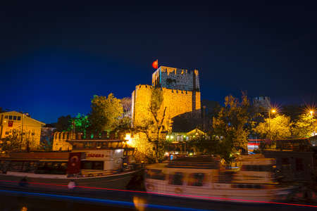 HDR night photography of Anadolu fortress Anadolu hisari in Istanbul, Turkey. Long exposureのeditorial素材