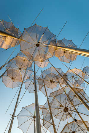 Umbrellas sculpture on Thessalonikis sea front.