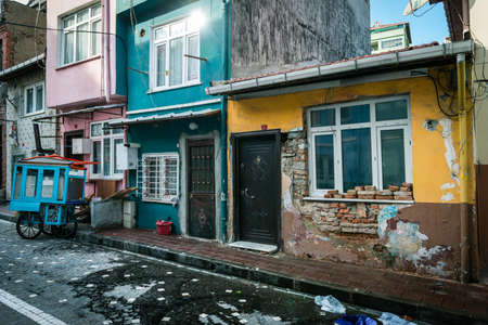 Istanbul, Turkey - January 12, 2016: Colourful houses on the street in Ayvansaray, Istanbulのeditorial素材
