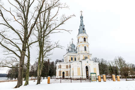 St. Alexander Nevsky Church in winter. Stameriena, Latviaの写真素材