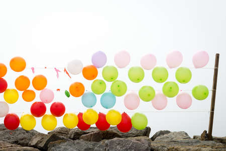 Colourful balloons on the coast in Istanbul, Turkeyの写真素材