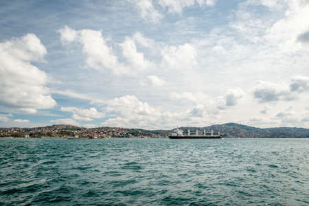 Cargo ship in Bosphorus in Istanbul, Turkey