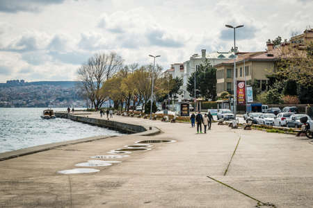 Istanbul, Turkey - March 27, 2016: People are walking on the Tarabya coastline in Istanbul, Turkeyのeditorial素材
