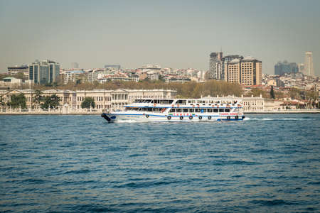 Istanbul, Turkey - April 06, 2016: People are crossing Bosphorus on the Ferry boat in Istanbul, Turkeyのeditorial素材