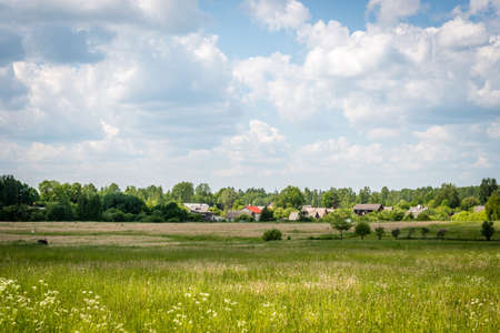 Rural landscape in Latvian countrysideの写真素材