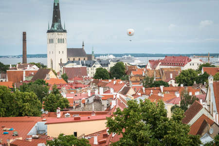 Aerial landscape of Tallinn old town in Estoniaのeditorial素材