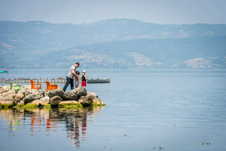 Izmit, Turkey - July 31, 2016: Tourists are enjoying holidays on Sapanca lake in Izmit, Turkeyのeditorial素材