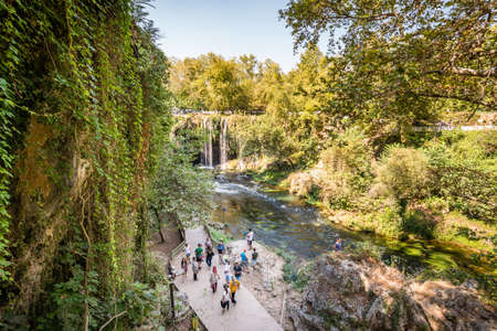 Antalya, Turkey - September 08, 2016: Tourists and locals are visiting Duden waterfall in Antalya, Turkeyのeditorial素材