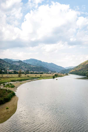 Beautiful River Olt in the Cozia National Park in Romaniaの写真素材