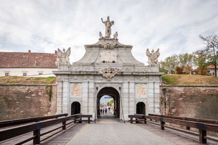 Alba lulia, Romania - September 17, 2016: People are walking through the Third Gate of Alba lulia in Romaniaのeditorial素材