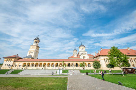 Alba lulia, Romania - September 17, 2016: People walking on the streets of Alba Carolina Fortress near the Orthodox Cathedral in Alba Iulia, Romaniaのeditorial素材
