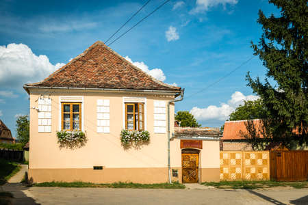 Biertan, Romania - September 18, 2016: House in the Saxon village Biertan in Transylvania, Romaniaのeditorial素材