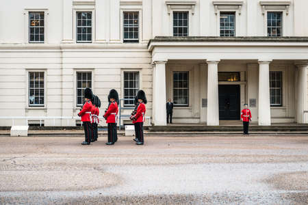 London, United Kingdom - October 18, 2016: Preparation for Changing the Guard ceremony of Buckingham Palace at Guards Museum in London, UKのeditorial素材