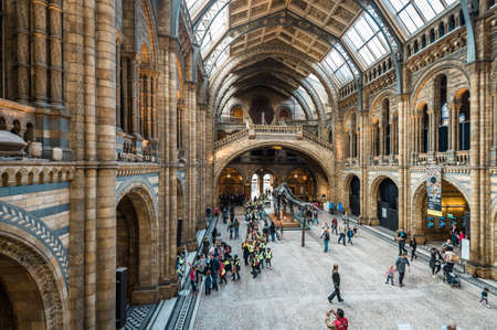 London, United Kingdom - October 19, 2016: Tourists are visiting Natural history museum in London,...