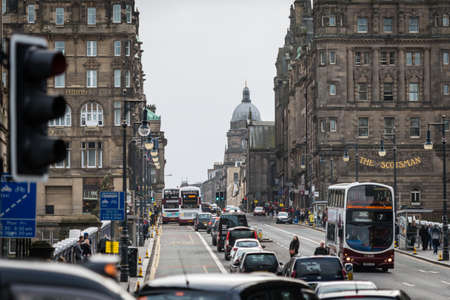 Edinburgh, Scotland - December 30, 2016: People are walking in streets of Edinburgh, Scotland, UKのeditorial素材