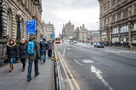 Edinburgh, Scotland - December 30, 2016: People are walking on the streets in Edinburgh, Scotland, UKのeditorial素材