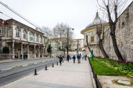 Istanbul, Turkey - April 12, 2017: People are walking on streets of Istanbul historical district - Eminonu, Turkeyのeditorial素材
