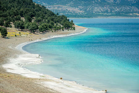 Lake Salda is a crater formed lake a two and a half hour drive from Antalya  in Turkey.の写真素材